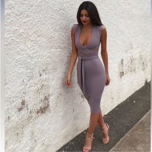 Nookie Miami Midi Dress Taupe - Picture 1 of 8